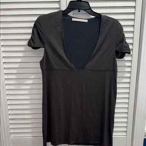 Chic Black Deep V-Neck Tunic Top